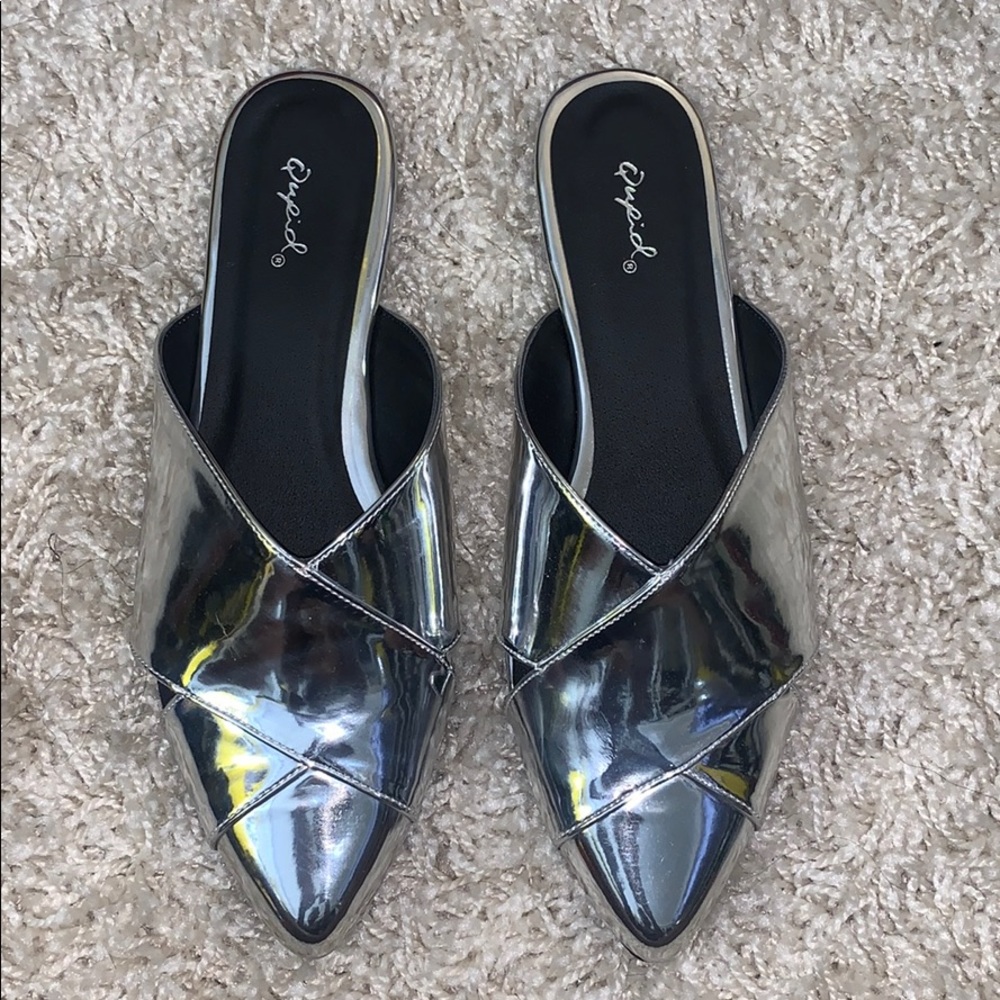 Silver Slide in Mules